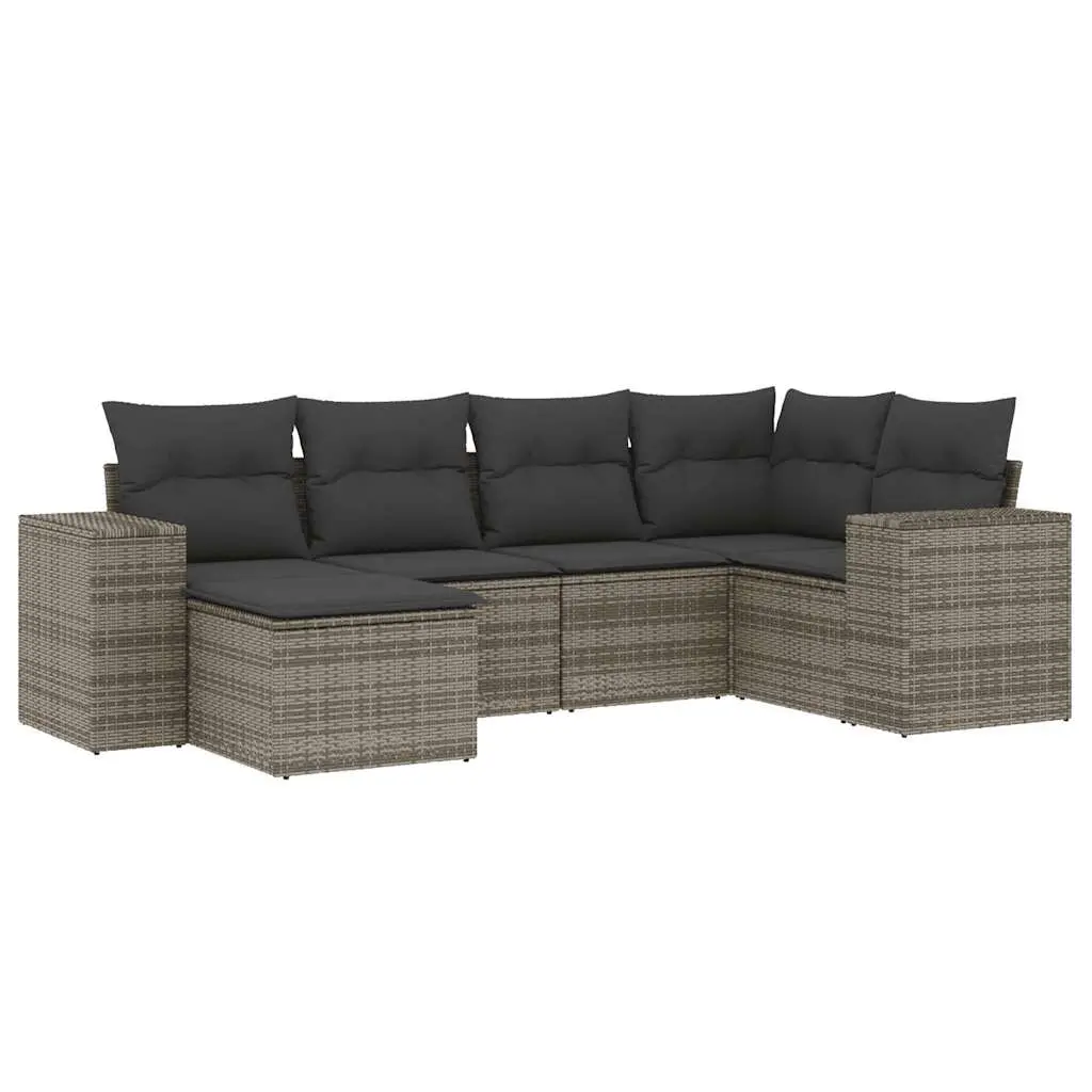 Garden Sofa Set 6 Piece Outdoor Furniture Patio Lounge Grey Cushioned Modular
