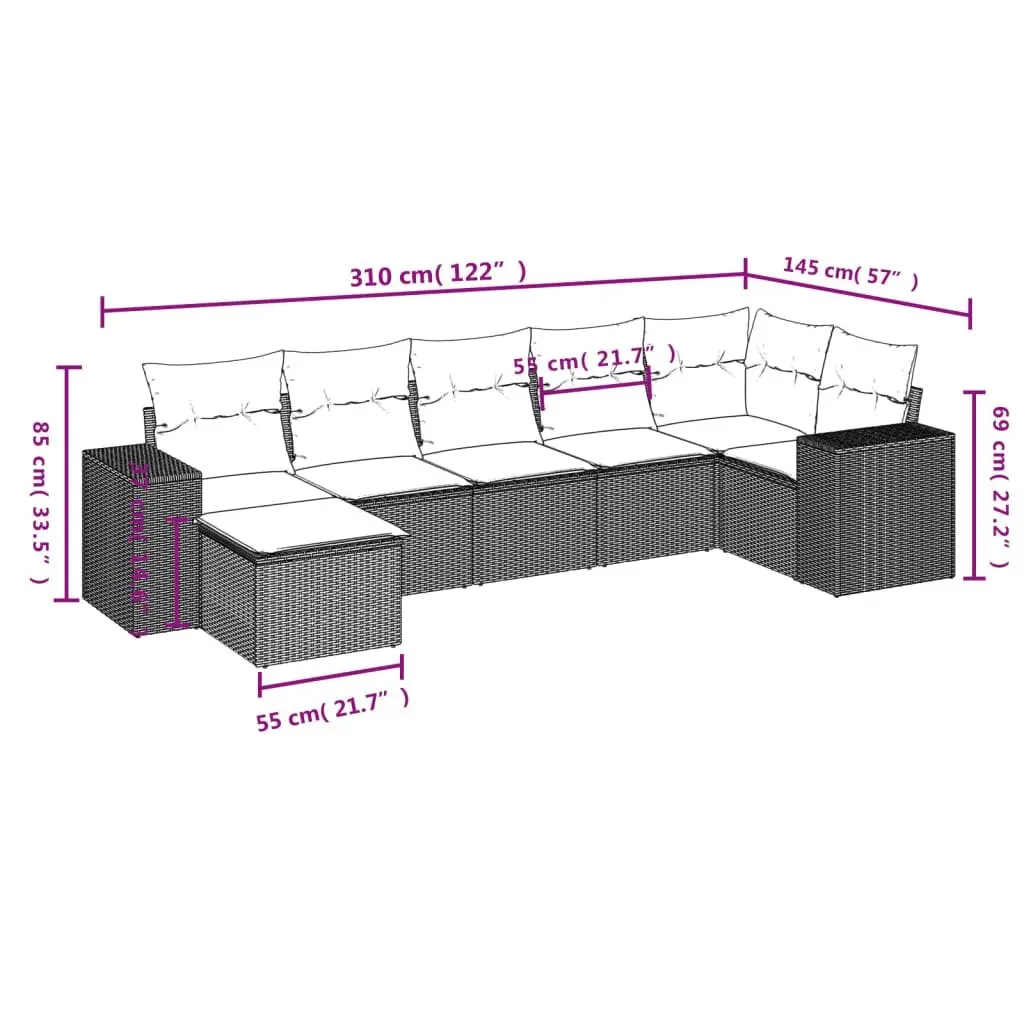 7 Piece Garden Sofa Set Outdoor Furniture Patio Lounge Seating Grey Cushions