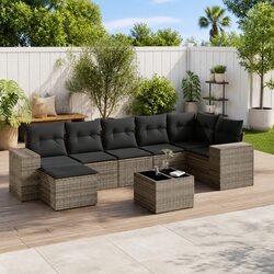 Get Cozy with the 8-Piece Grey Rattan Sofa Set