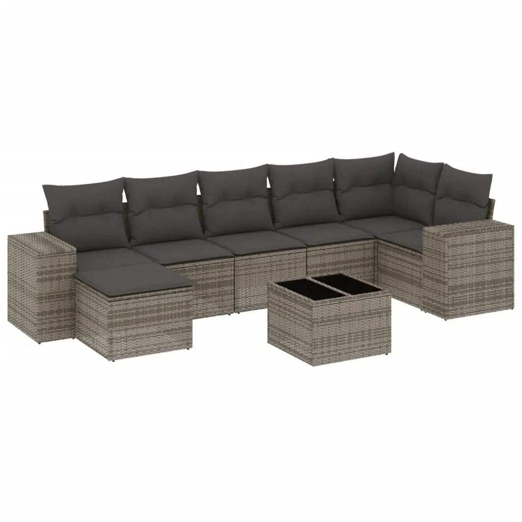 Outdoor Garden Sofa Set 8 Piece Patio Furniture Grey Rattan Cushions Table