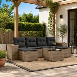 Your Outdoor Haven: 7 Piece Garden Sofa Set with Cushions