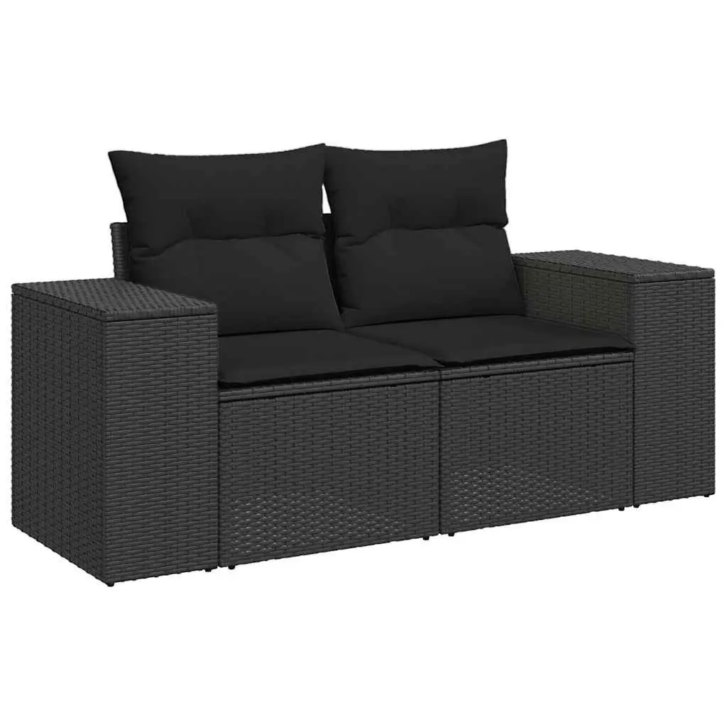 Modular Black Rattan 8 Piece Outdoor Garden Sofa Set with Cushions for Patio and Backyard
