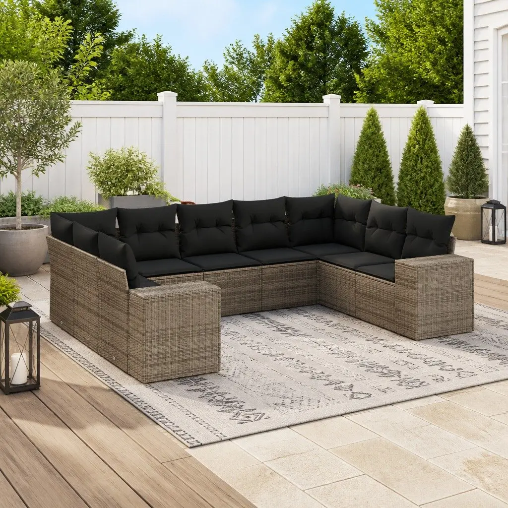 Garden Sofa Set 9 Piece Outdoor Furniture Patio Lounge Sectional with Cushions