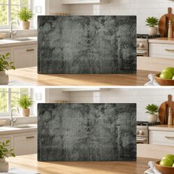 Tempered Glass Chopping Boards Set 2 pcs Kitchen Cutting Board Grey Concrete