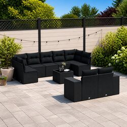 Friendly 10 Piece Black Outdoor Sofa Set