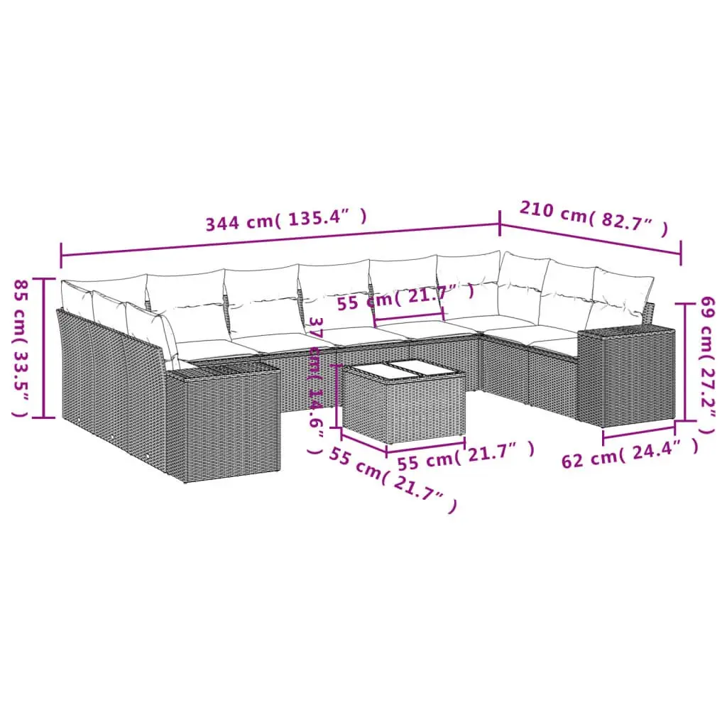 11-Piece Outdoor Sofa Set