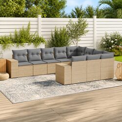 Friendly 10-Piece Garden Sofa Set with Beige Cushions