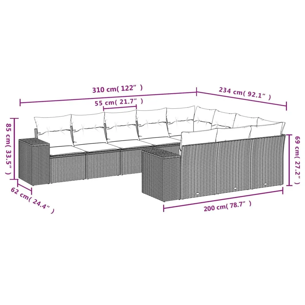 Outdoor Modular Sofa Set 10 Piece with Beige Cushions for Patio Seating