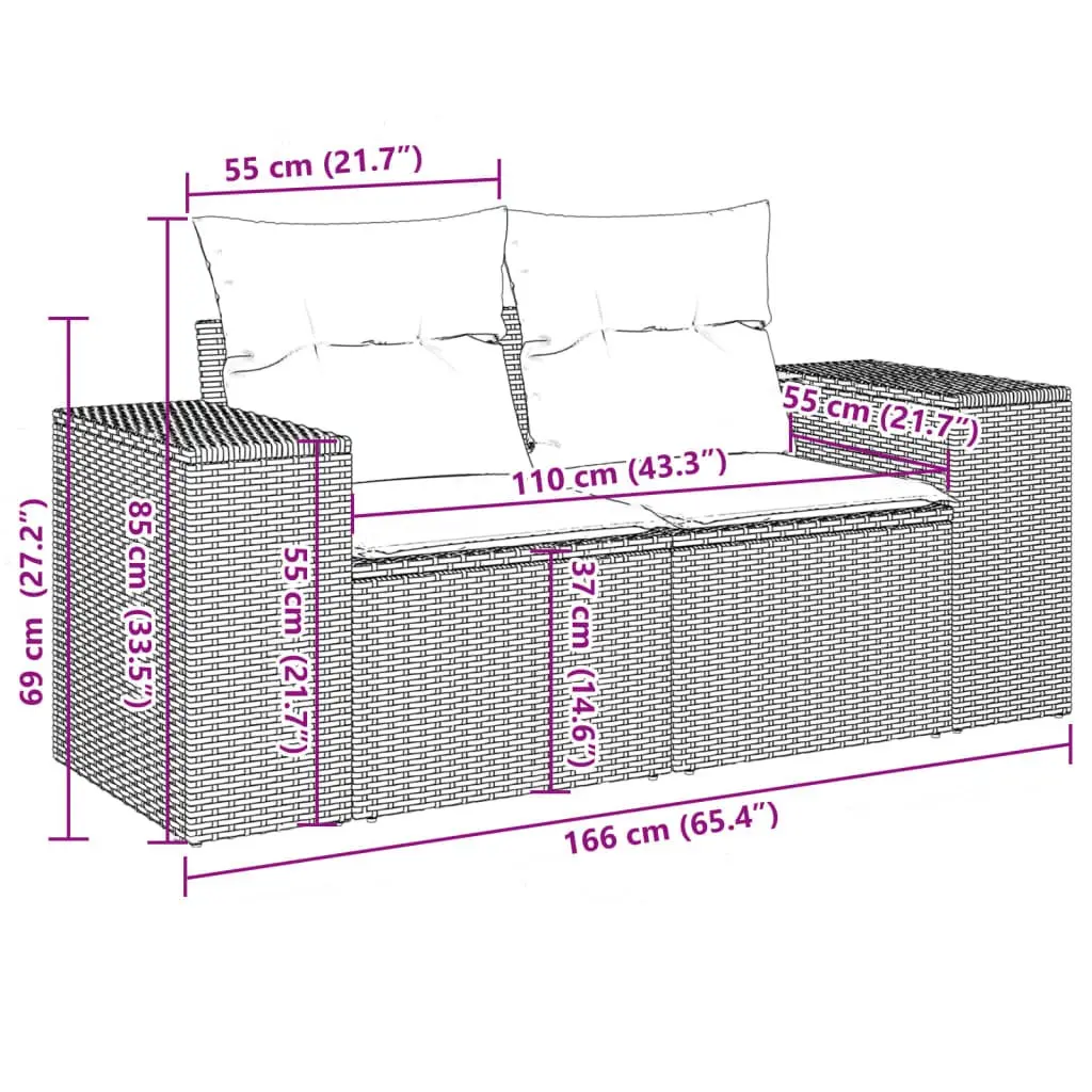 Outdoor Modular Sofa Set 10 Piece with Beige Cushions for Patio Seating