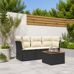 Garden Sofa Set 4 Piece Outdoor Furniture Patio Seating with Cushions Black