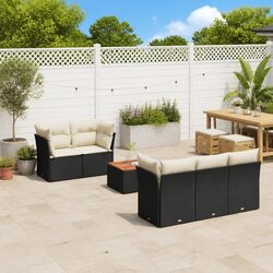 Garden Sofa Set 6 Piece Outdoor Furniture Patio Sectional with Cushions Black
