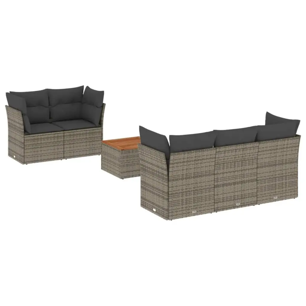 Garden Sofa Set Modular Grey PE Rattan 6 Piece Outdoor Furniture