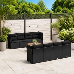 Garden Sofa Set 9 Piece Outdoor Furniture Patio Seating Black with Cushions