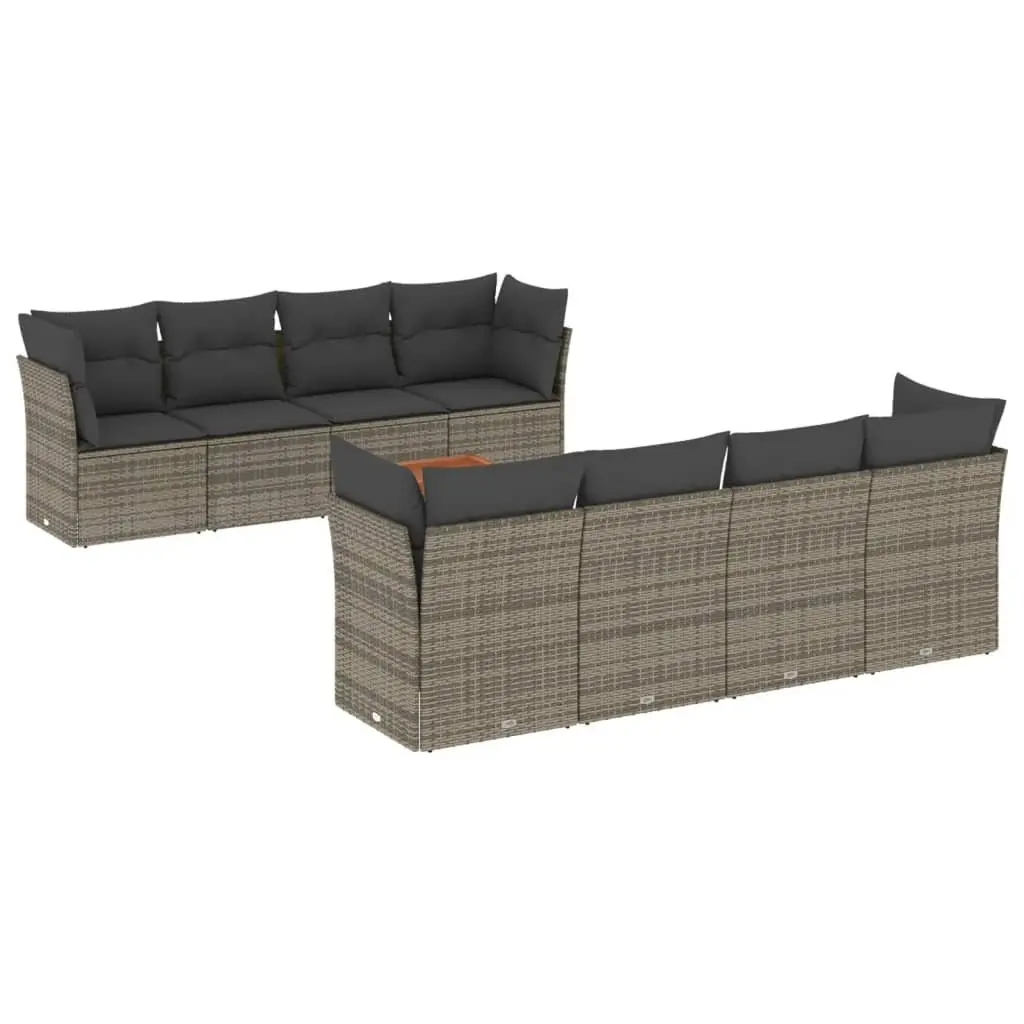 Garden Sofa Set 9 Piece Outdoor Furniture Patio Sectional with Cushions Grey