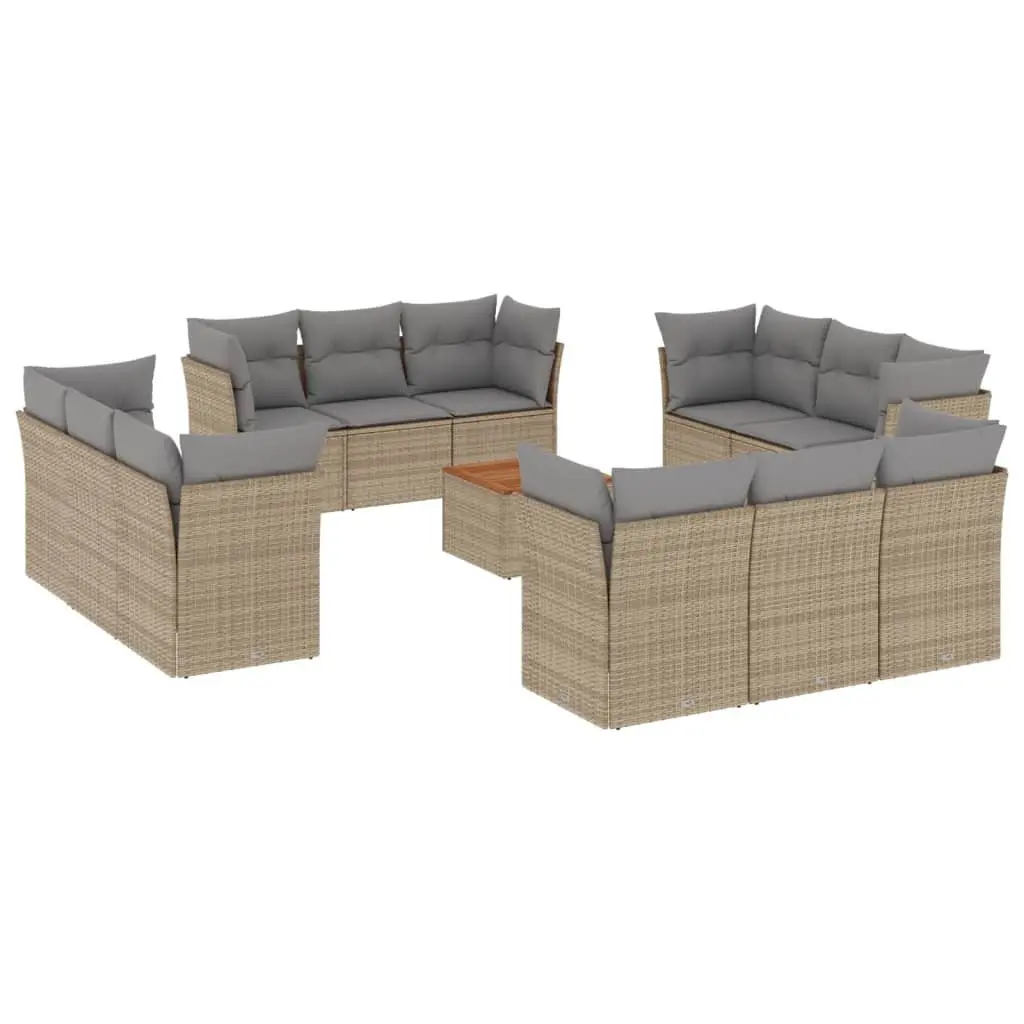 13 Piece Garden Sofa Set Outdoor Furniture Beige Patio Lounge with Cushions