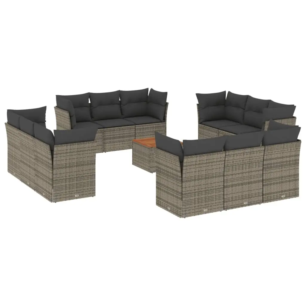 Garden Sofa Set 13 Piece Outdoor Furniture Grey Modular Patio Rattan Sectional