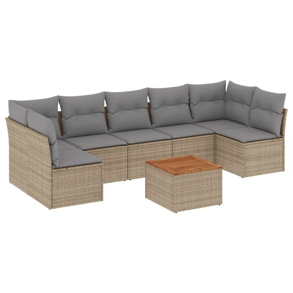 8 Piece Garden Sofa Set with Cushions Beige Outdoor Furniture Patio Lounge
