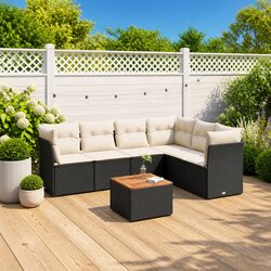 7 Piece Garden Sofa Set with Cushions Outdoor Patio Furniture Black Modular