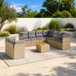 Your 10-Piece Garden Sofa Set Awaits - Beige Comfort