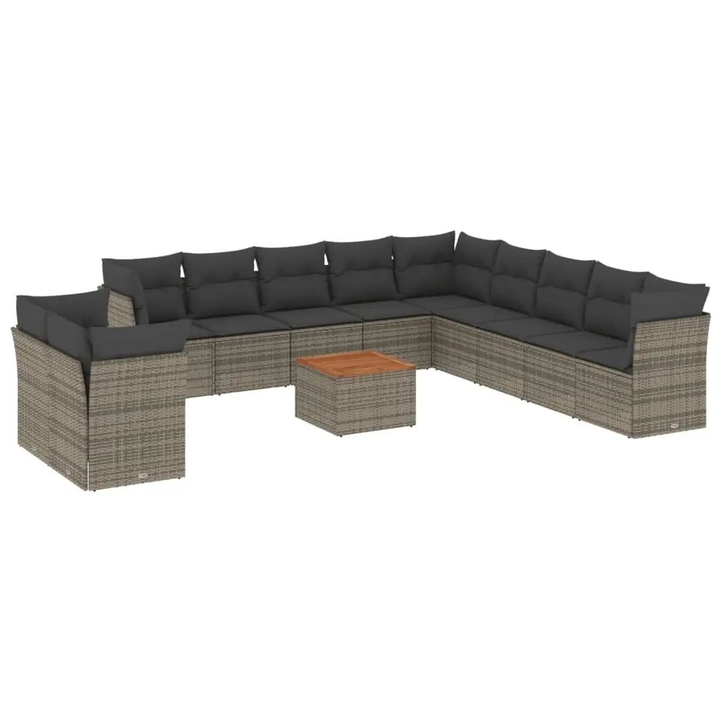 Garden Sofa Set 12 Piece Outdoor Furniture Grey Poly Rattan Modular Patio