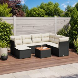 Garden Sofa Set 8 Piece Outdoor Furniture Patio Lounge Sectional Black with