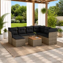 Garden Sofa Set 8 Piece Outdoor Furniture Patio Lounge Grey Cushions Modular