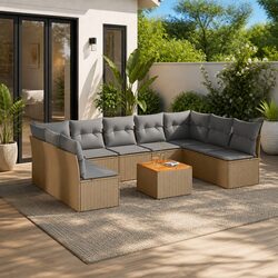 Friendly 10 Piece Modular Garden Sofa Set in Beige