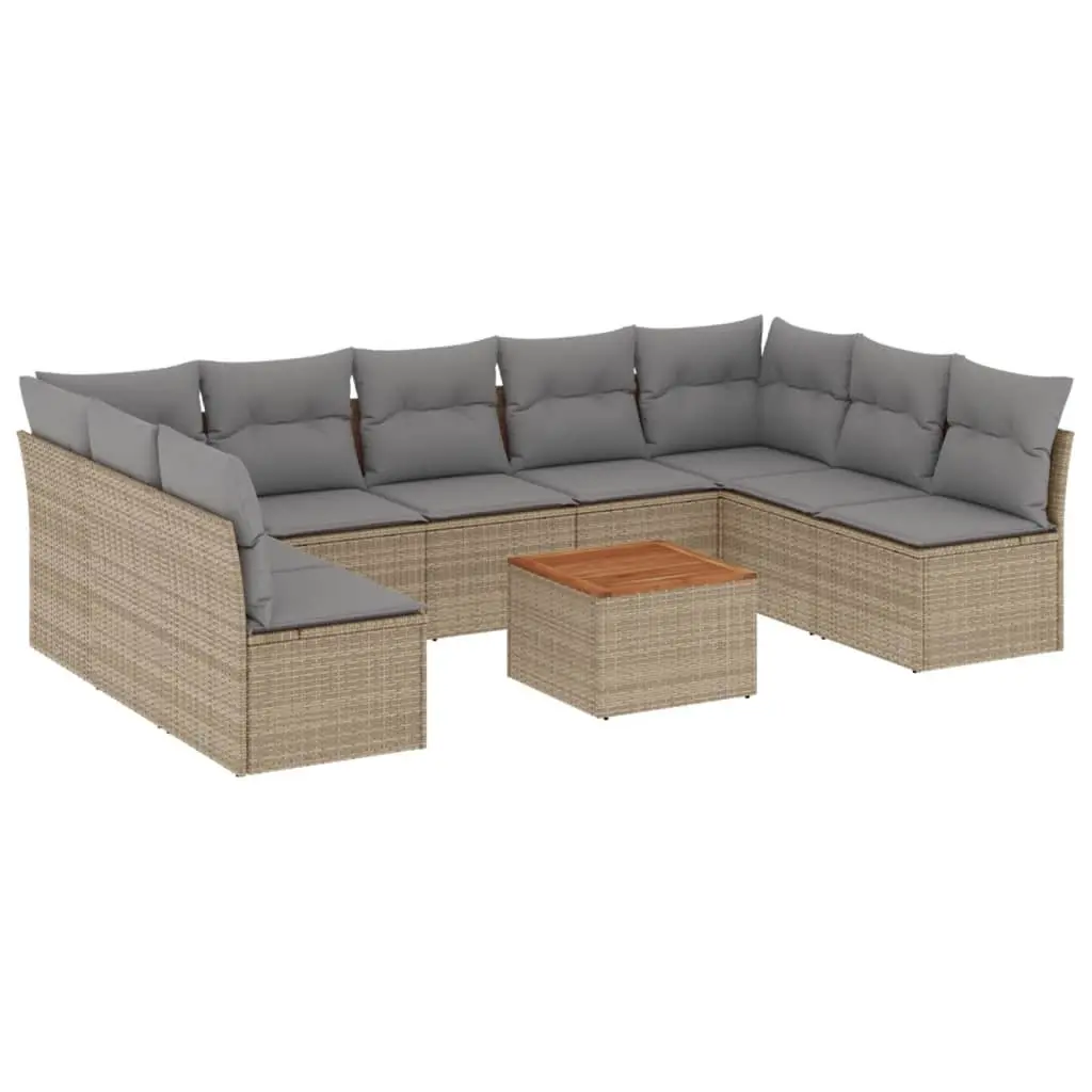 Outdoor Garden Sofa Set 10 Piece Modular Furniture Beige Poly Rattan with
