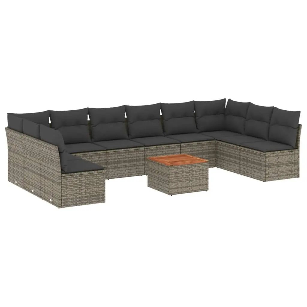 Garden Sofa Set 11 Piece Outdoor Furniture Grey Poly Rattan Modular Patio Lounge