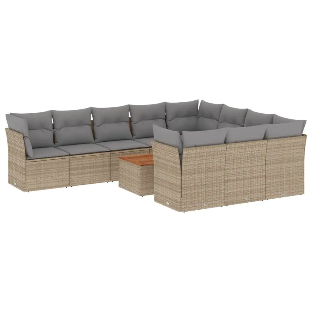 Outdoor Garden Sofa Set Modular 11 Piece Beige with Cushions