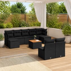 10 Piece Black Garden Sofa Set