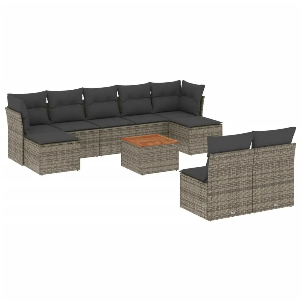 Garden Sofa Set Modular Grey PE Rattan 10 Piece Outdoor Furniture