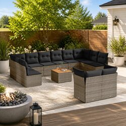 Garden Sofa Set 13 Piece Outdoor Furniture Patio Seating with Cushions Grey