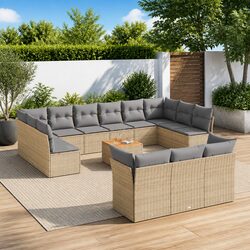 Friendly 14 Piece Outdoor Sofa Set with Beige Cushions