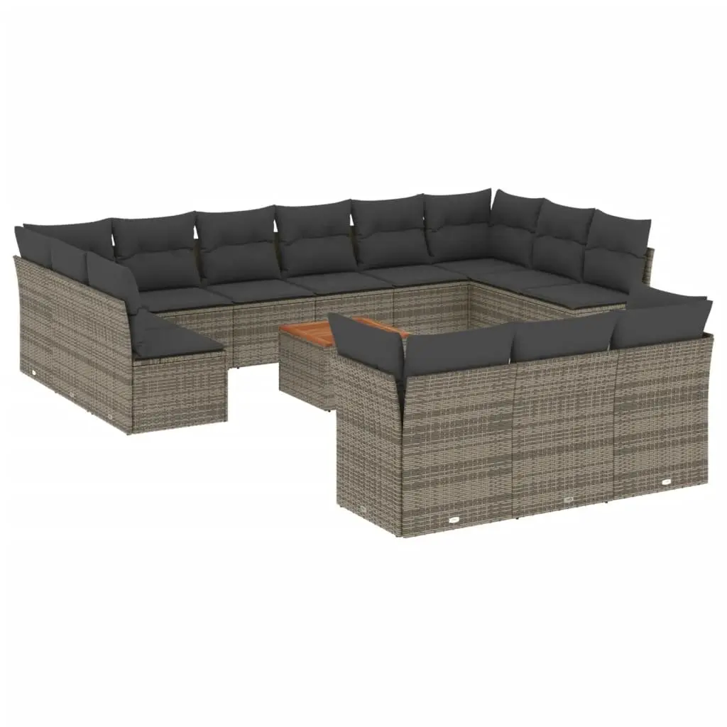 Garden Sofa Set 14 Piece Outdoor Patio Furniture Grey Modular Rattan with