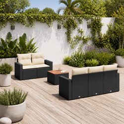 Garden Sofa Set 6 Piece Outdoor Furniture Patio Seating with Cushions Black