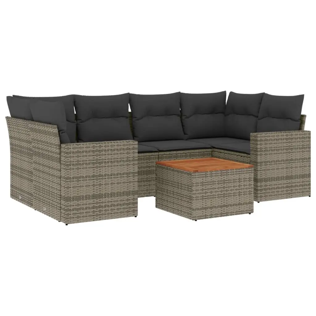7 Piece Garden Sofa Set Grey Modular Outdoor Furniture with Cushions