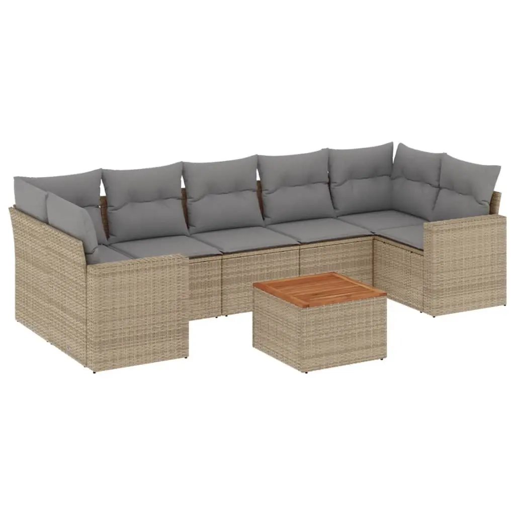 Garden Sofa Set 8 Piece Outdoor Furniture Patio Lounge Beige Cushions Modular