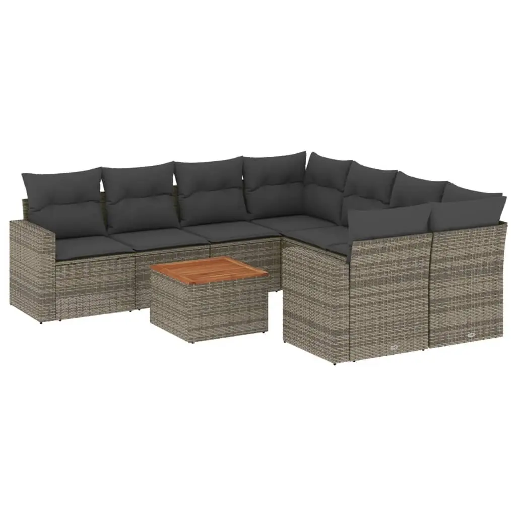 Garden Sofa Set 9 Piece Outdoor Furniture Patio Lounge Grey Modular Cushions