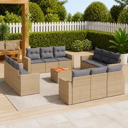Garden Sofa Set 13 Piece Outdoor Furniture Patio Lounge with Cushions Beige