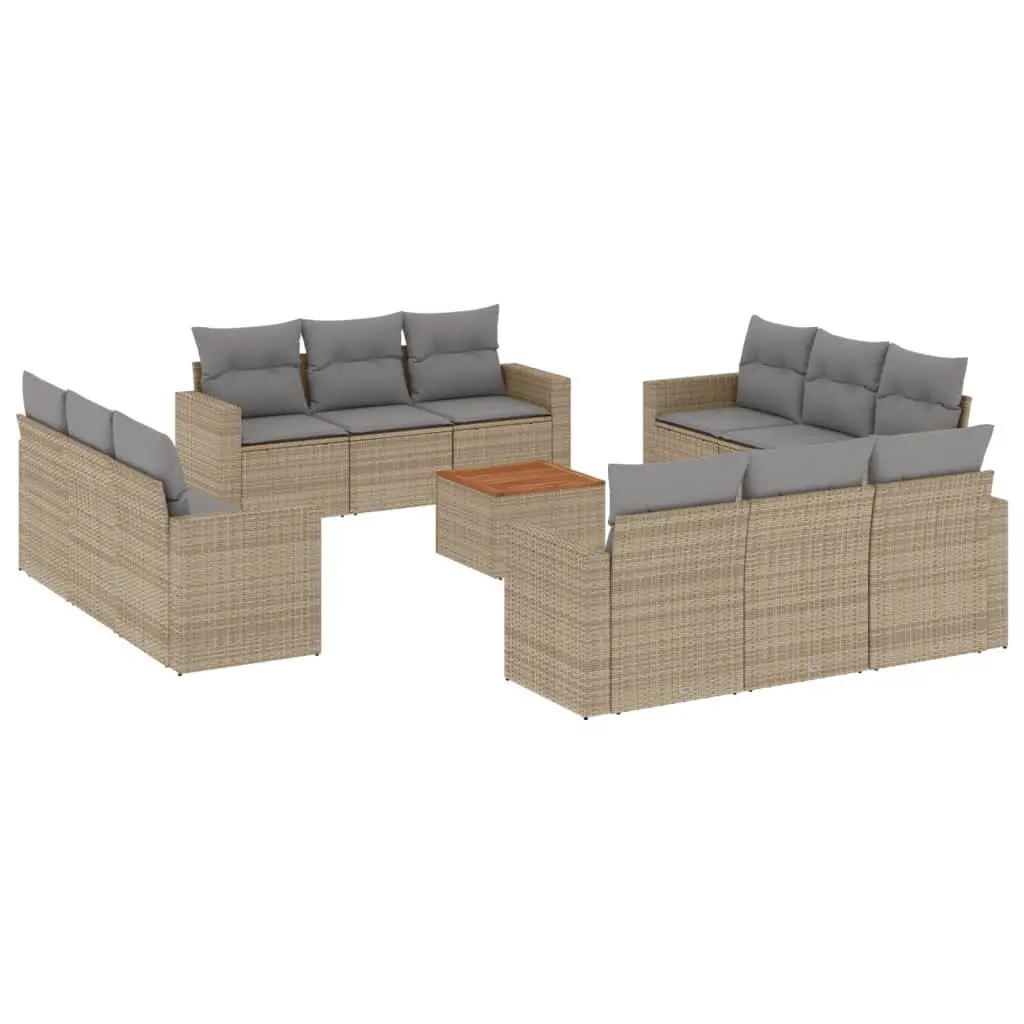 Garden Sofa Set 13 Piece Outdoor Furniture Patio Lounge with Cushions Beige