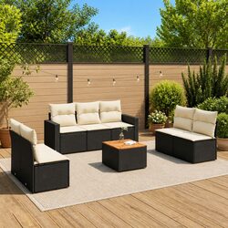 Friendly 8-Piece Black Rattan Garden Sofa Set