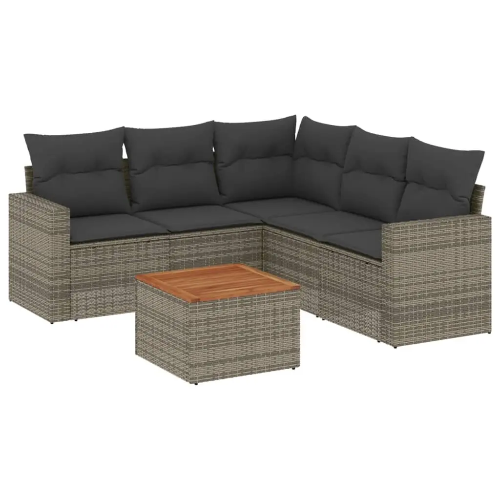 Garden Sofa Set Modular Grey 6 Piece Outdoor Furniture with Cushions