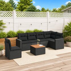 Friendly 7 Piece Modular Sofa Set with Cushions - Black