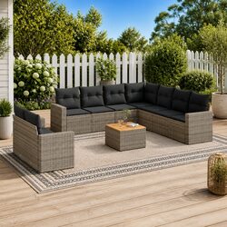 10 Piece Grey Garden Sofa Set for Relaxation