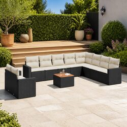 Friendly 11 Piece Black Rattan Sofa Set for Your Outdoors