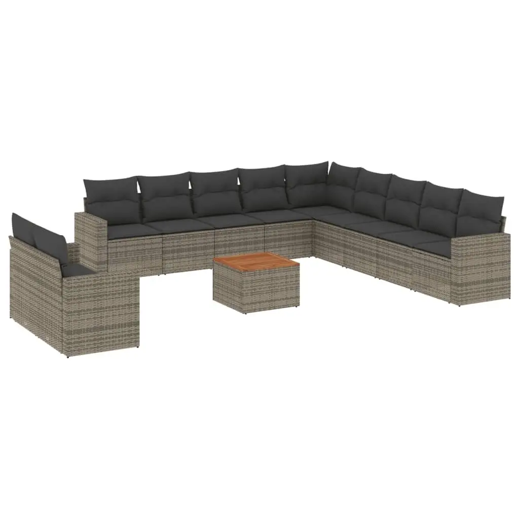 Garden Sofa Set 12 Piece Outdoor Furniture Grey Poly Rattan Modular Patio Lounge
