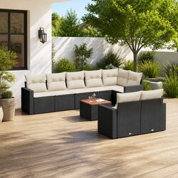 Garden Sofa Set 9 Piece Outdoor Furniture Patio Lounge with Cushions Black