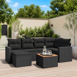 Friendly Black 7-Piece Garden Sofa Set for You