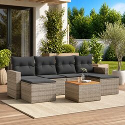 Friendly 7-Piece Grey Garden Sofa Set with Cushions